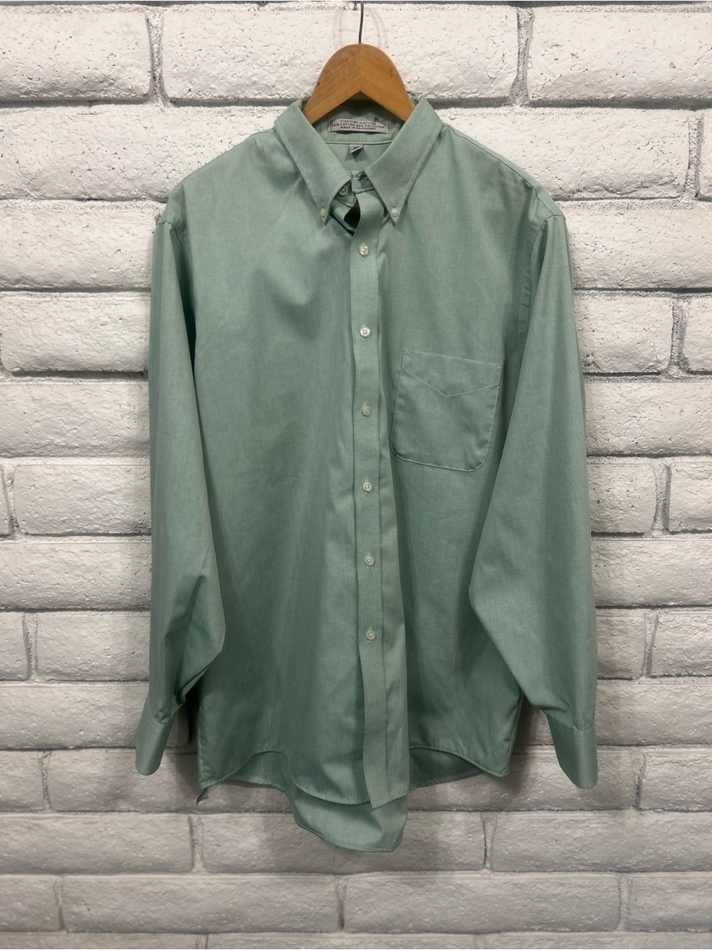 Geoffrey Beene‎ Sage Green Pinpoint Oxford Button Down Shirt 16.5 34/35